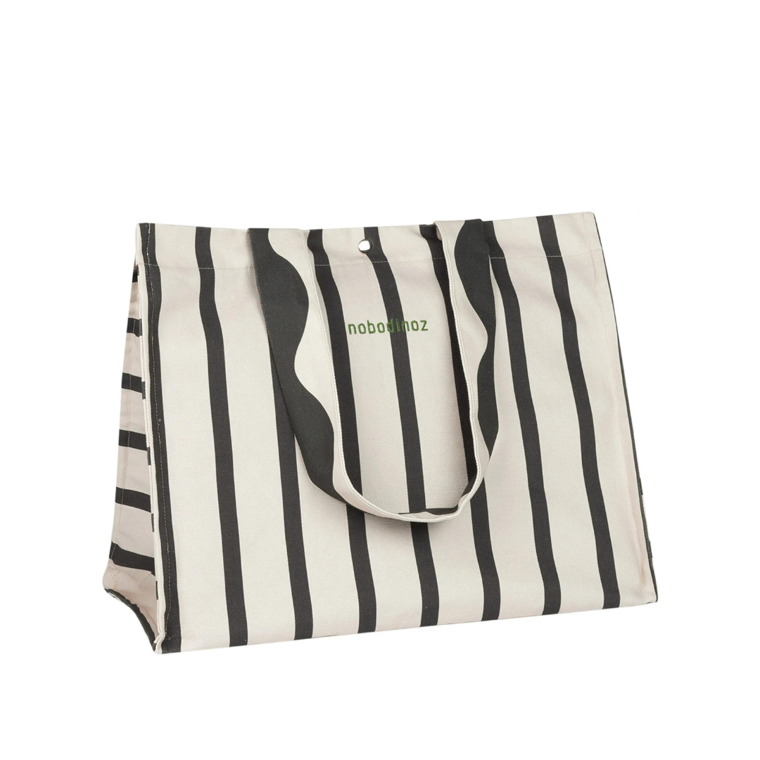 Portofino Tote Bag Black Stripes