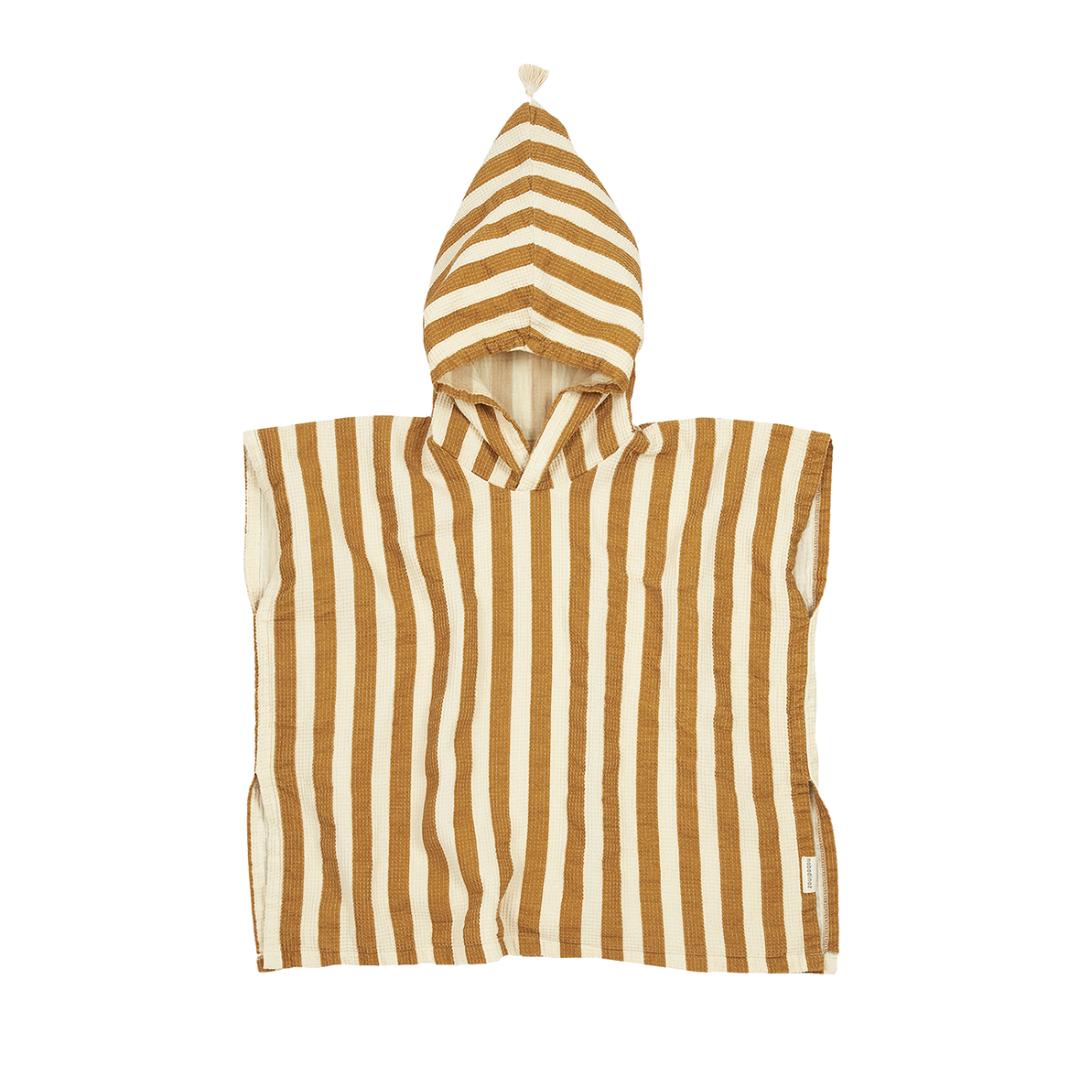 Portofino Kids Beach Poncho Honey Stripes Waffle