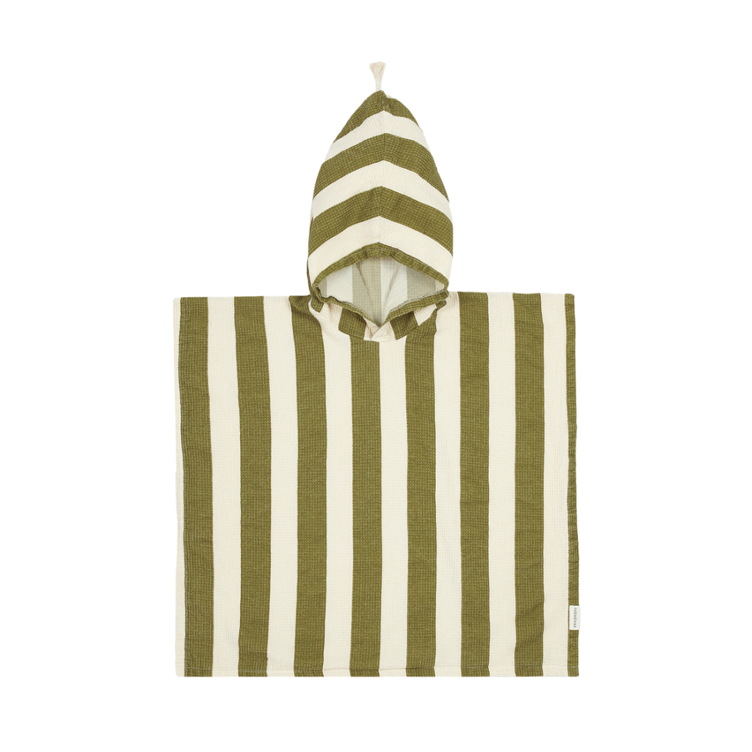 Portofino Kids Beach Poncho Pistachio Stripes Waffle