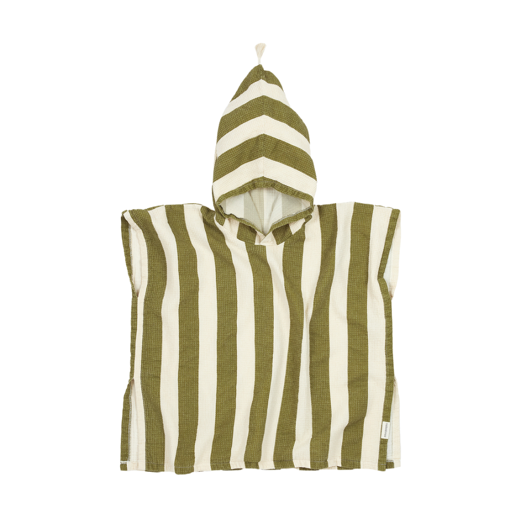 Portofino Kids Beach Poncho Pistachio Stripes Waffle