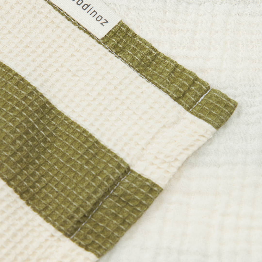 Portofino Kids Beach Poncho Pistachio Stripes Waffle