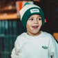 Kids Colour Block Hope Beanie | Green & Cream