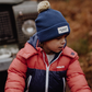Kids Colour Block Night Beanie | Navy & Beige